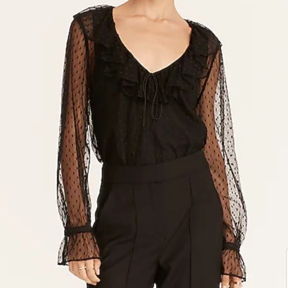 J. Crew Ruffleneck Top in Clip Dot Blouse in Bronzed Clay NEW - Picture 9 of 10